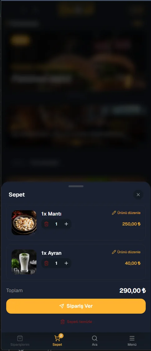 Sepet & Sipariş