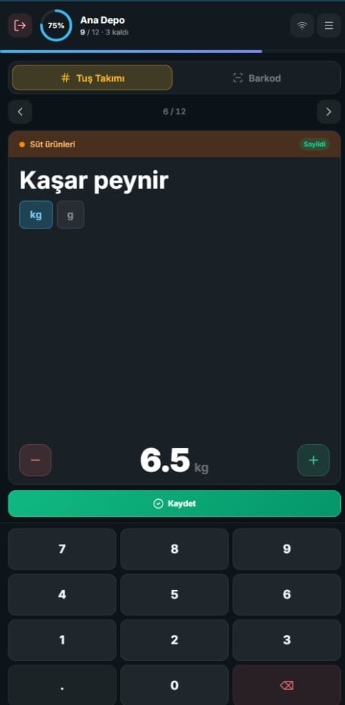 Tuş takımı ile sayım